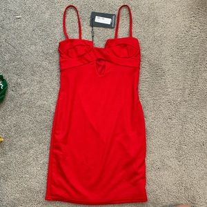 NEVER WORN red bodycon dress from prettylitlething